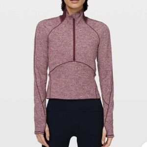 Women's Lululemon Always Alert 1/2 Zip in Heathered Garnet, Size 2